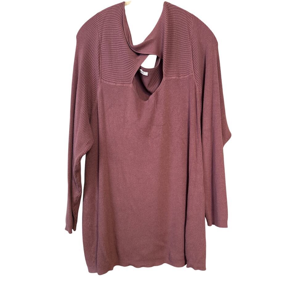 Maurice's Mauve Long sleeved waffle knit sweater with a cut-out Sx 2X